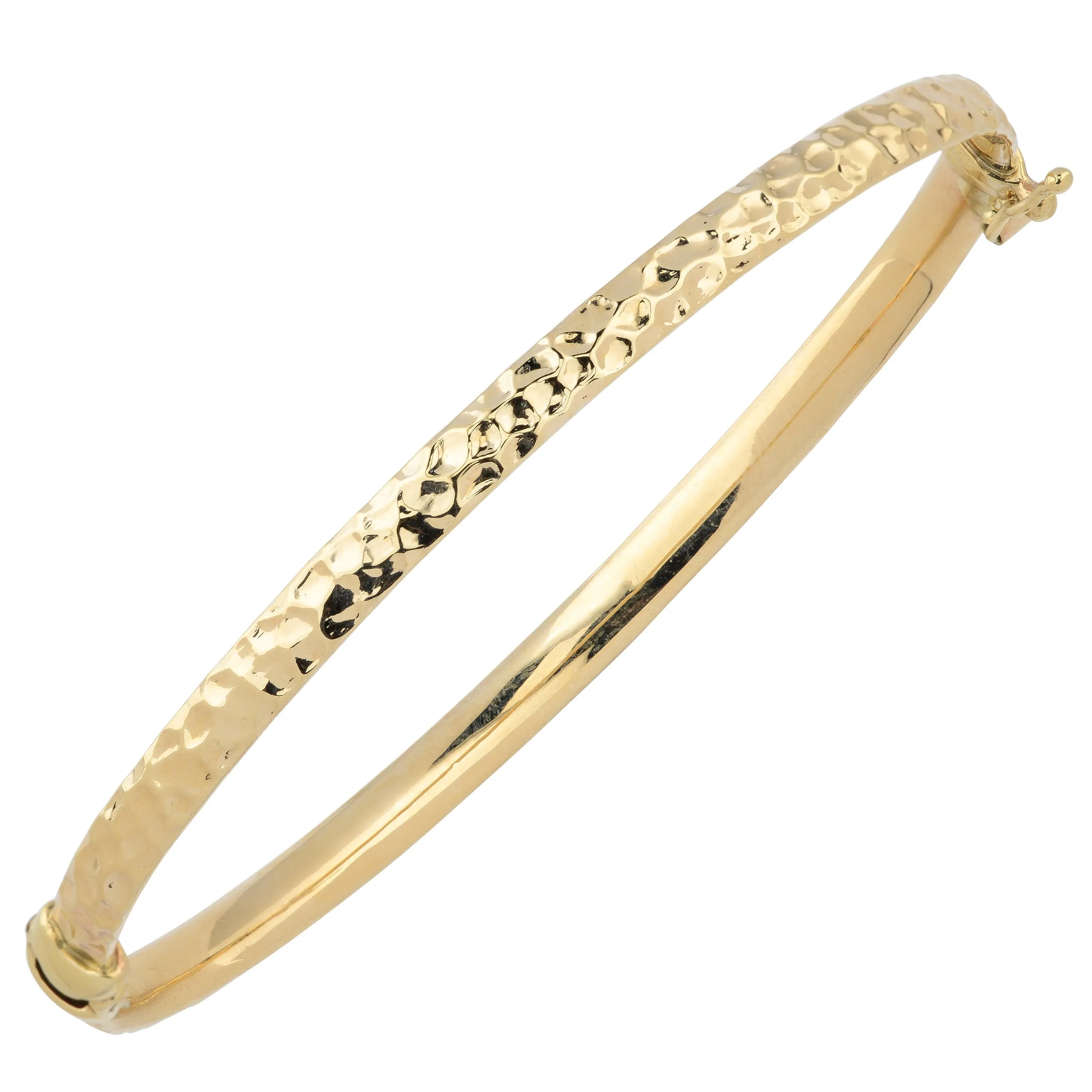 10k Yellow Gold Hammered Women's Bangle Bracelet, 7.5"