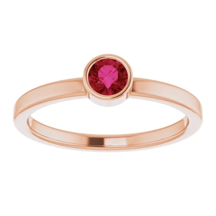 14K Rose 4 mm Natural Ruby Ring