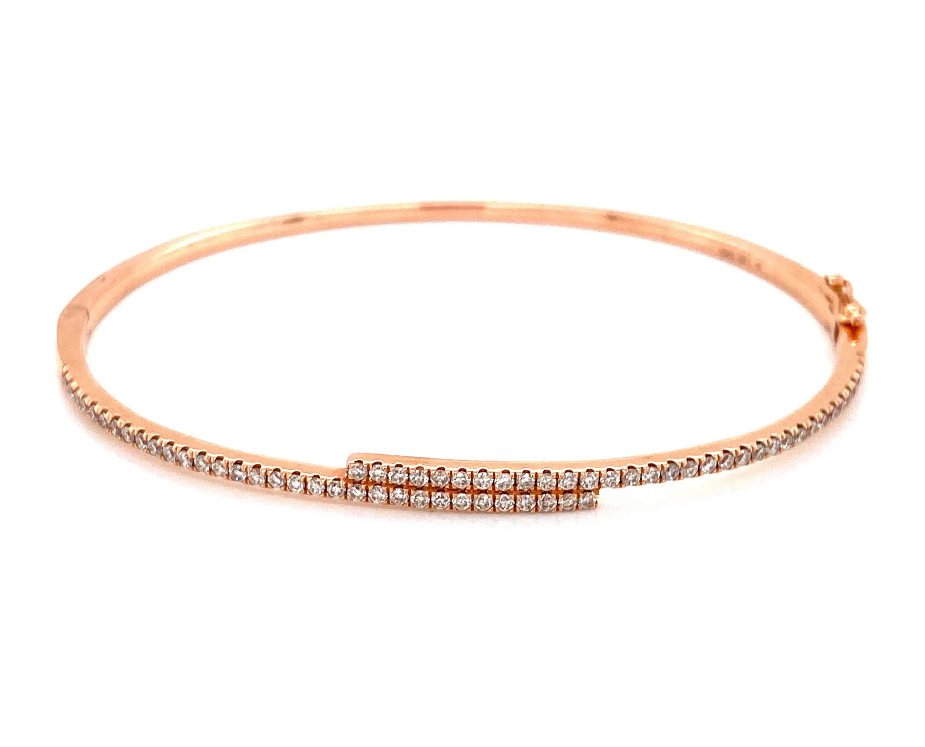 14K Rose Gold Diamond Bypass Bangle