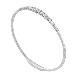 14K White Gold Diamond Graduating Flexible Bangle