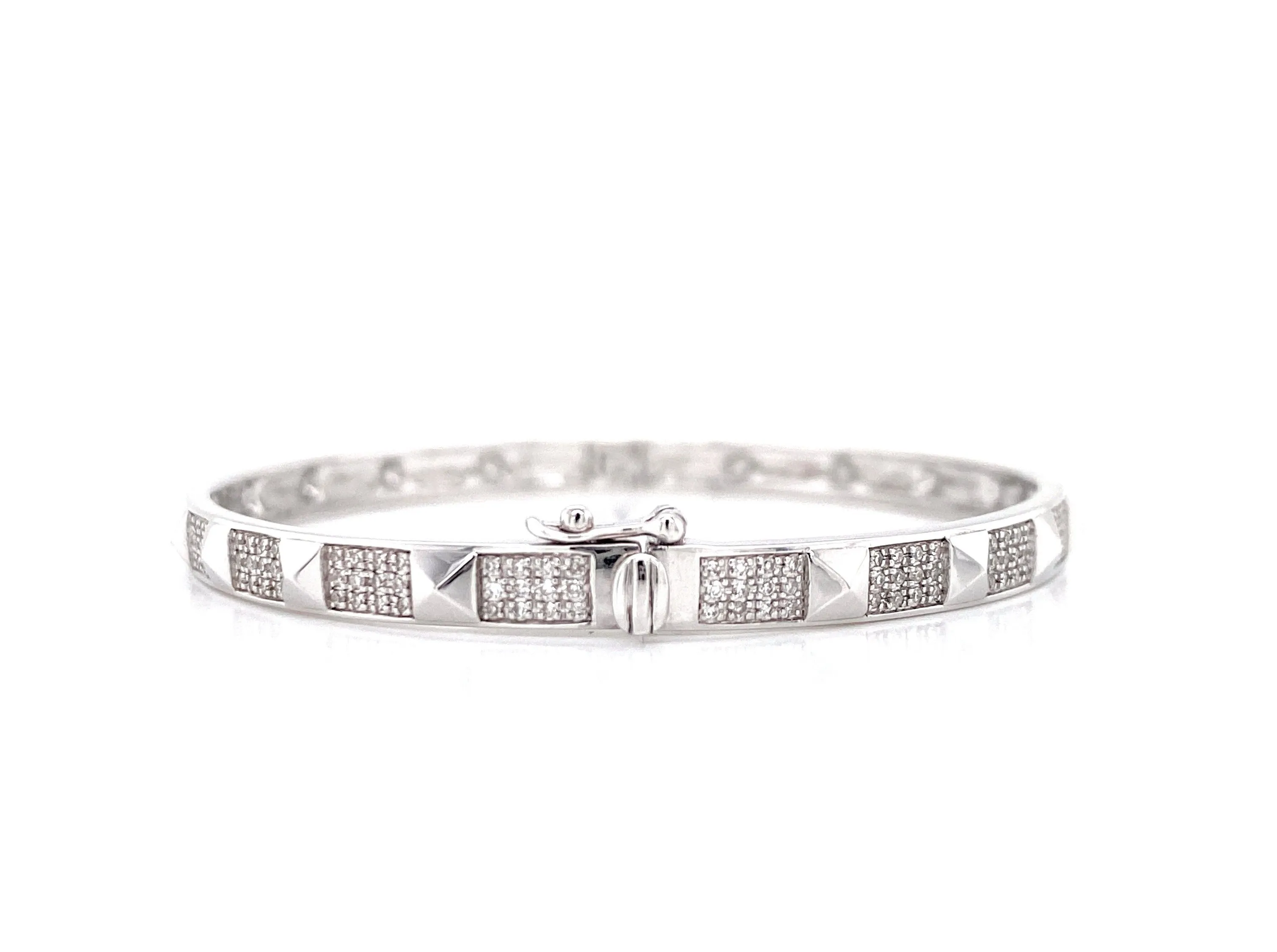 14K White Gold Diamond Studded Bangle