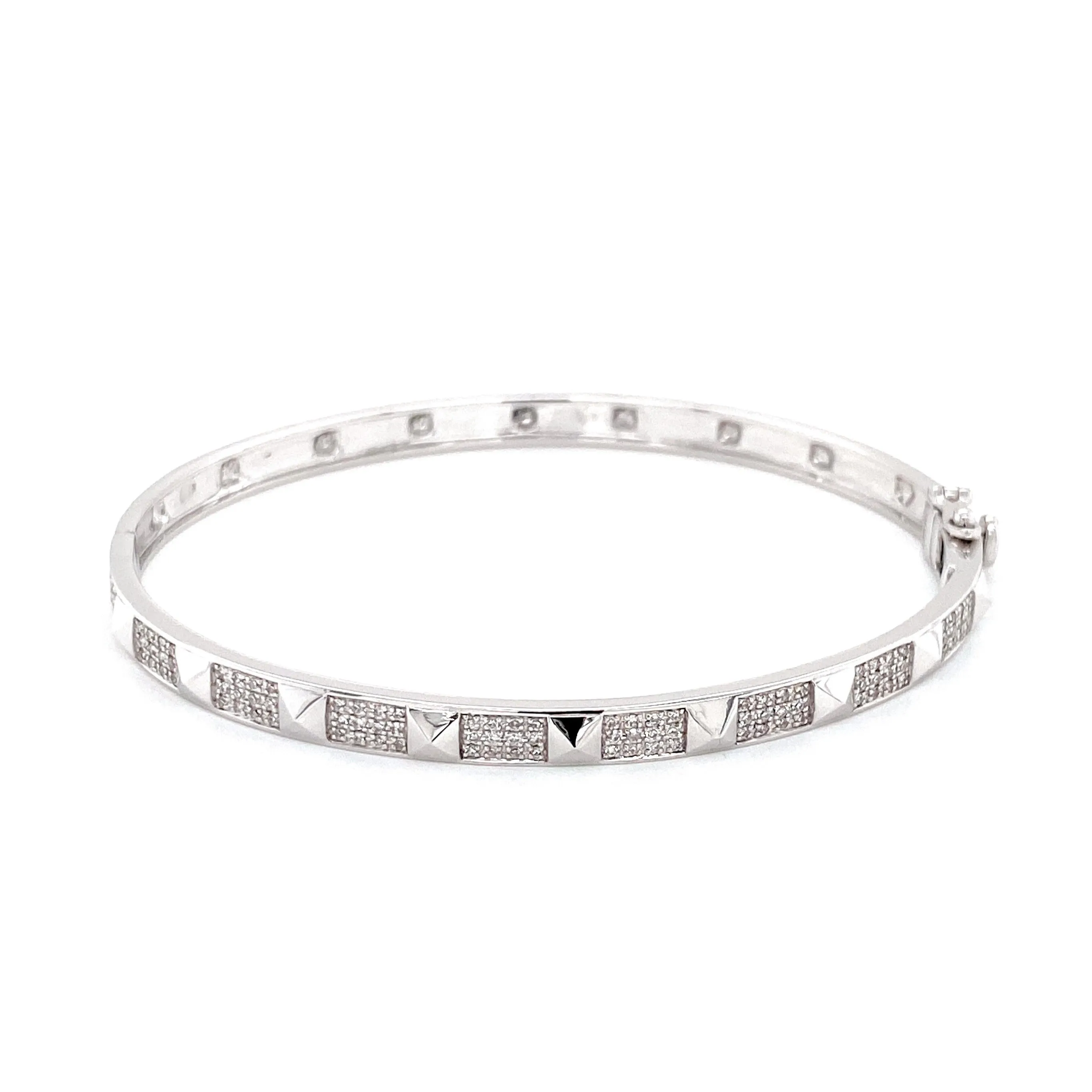 14K White Gold Diamond Studded Bangle