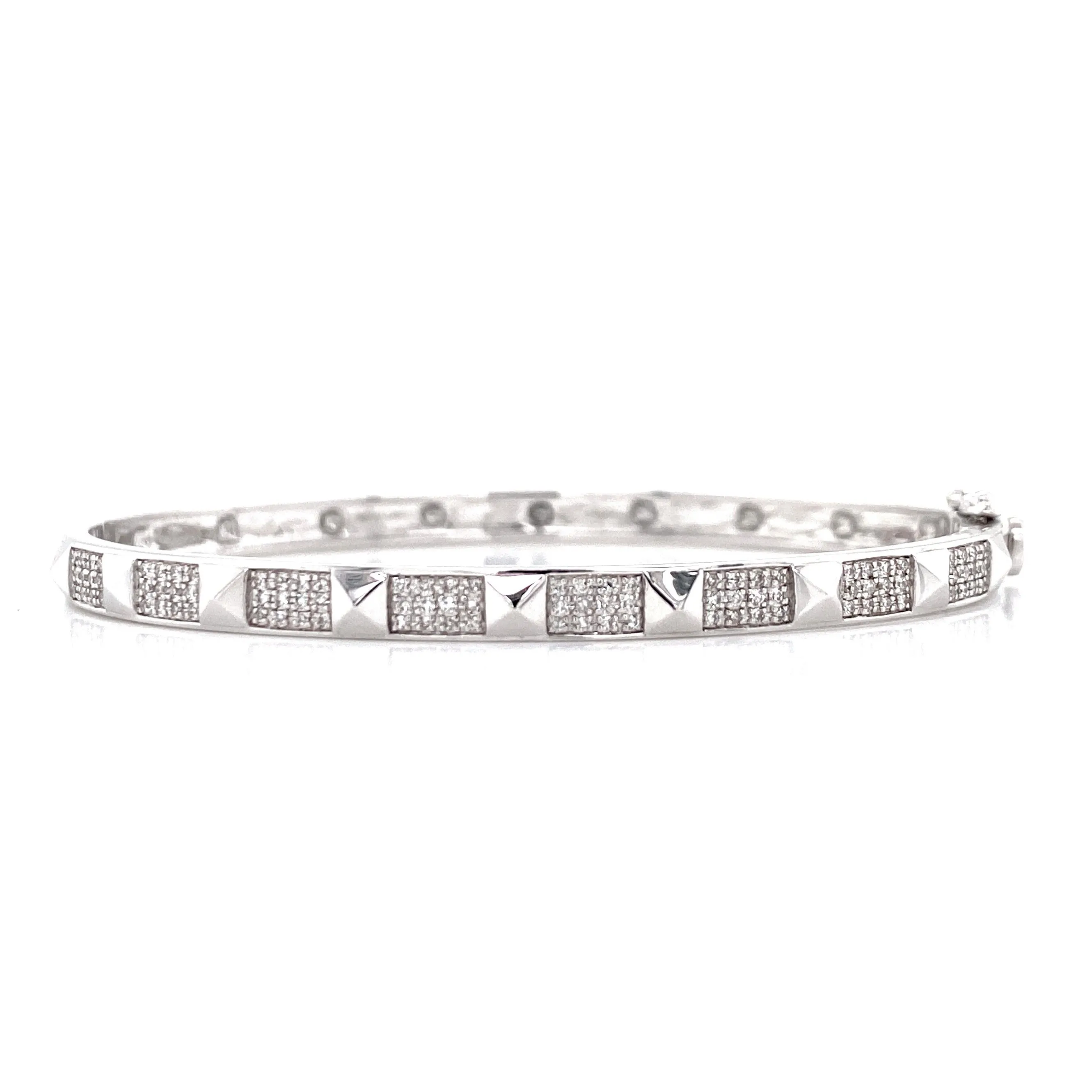 14K White Gold Diamond Studded Bangle