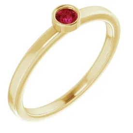 14K Yellow 3 mm Lab-Grown Ruby Ring