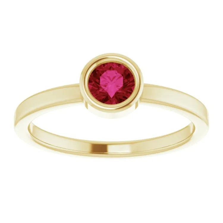 14K Yellow 4.5 mm Natural Ruby Ring