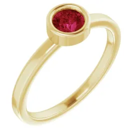 14K Yellow 4.5 mm Natural Ruby Ring