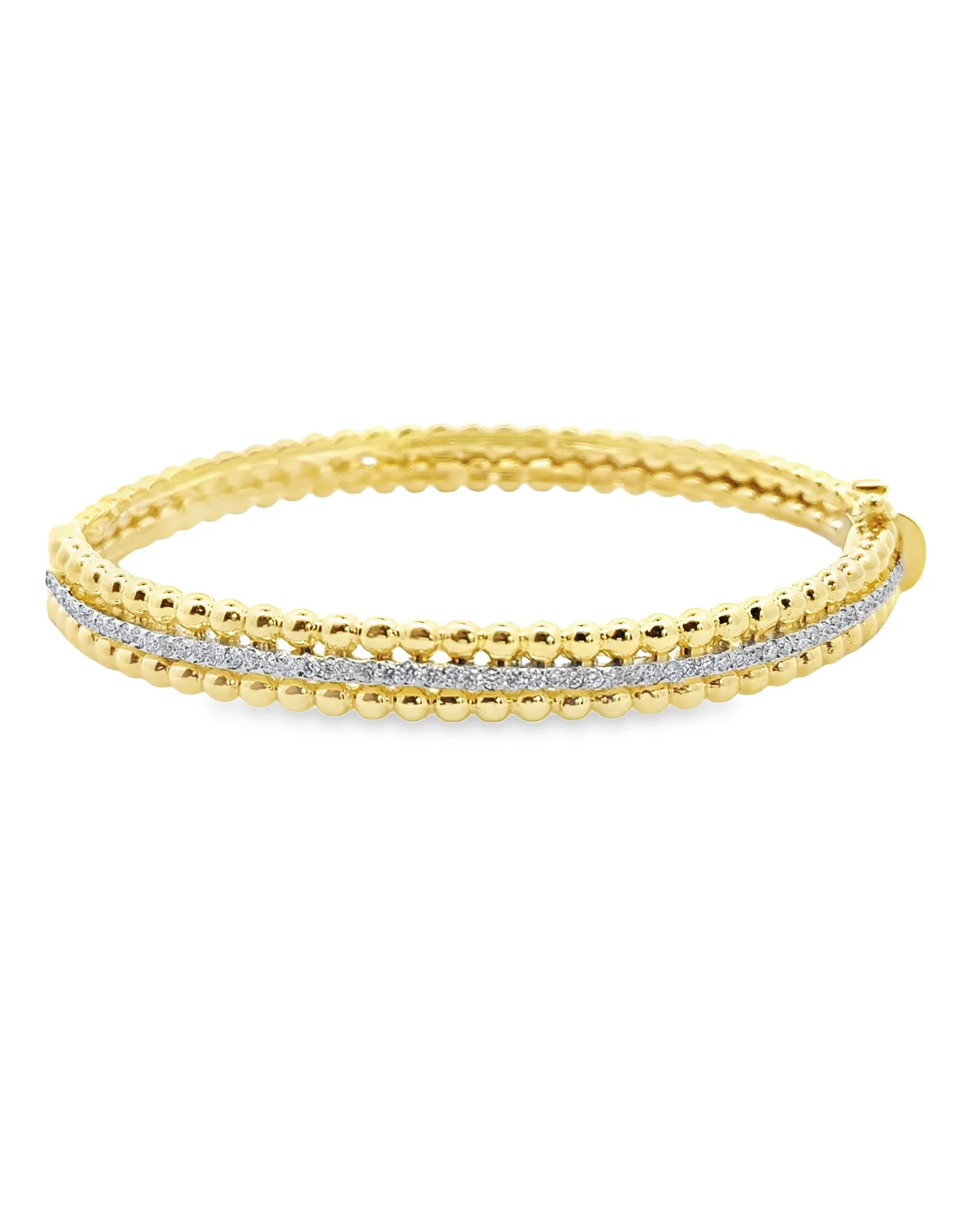 14K Yellow Gold Bangle Bracelet with Diamonds