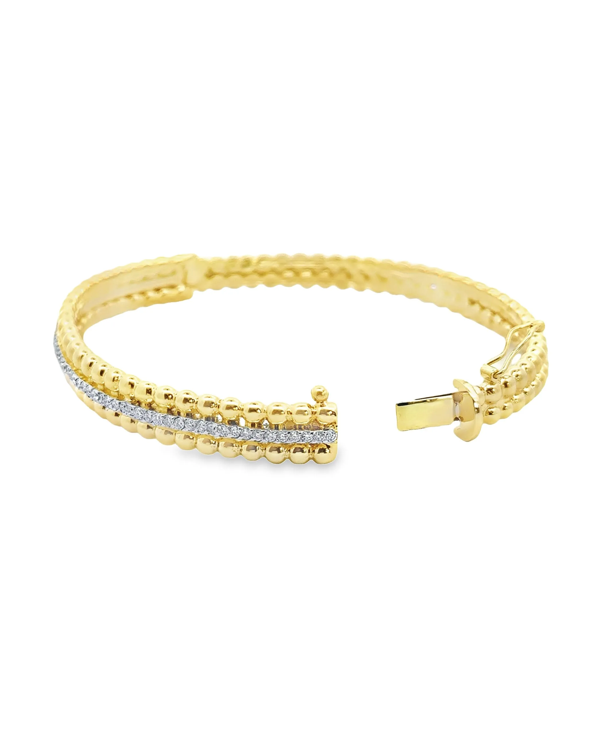 14K Yellow Gold Bangle Bracelet with Diamonds