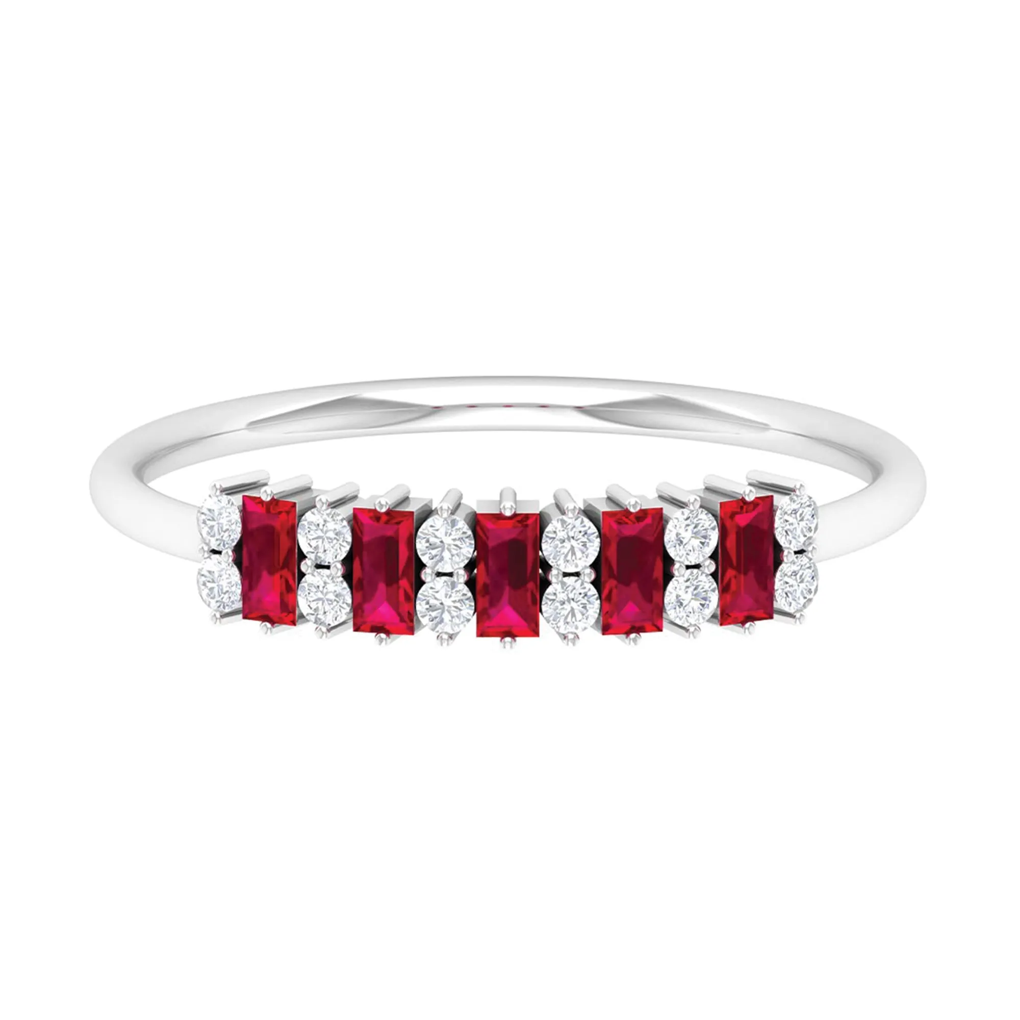 1.75 CT Created Ruby and Diamond Minimal Cluster Ring