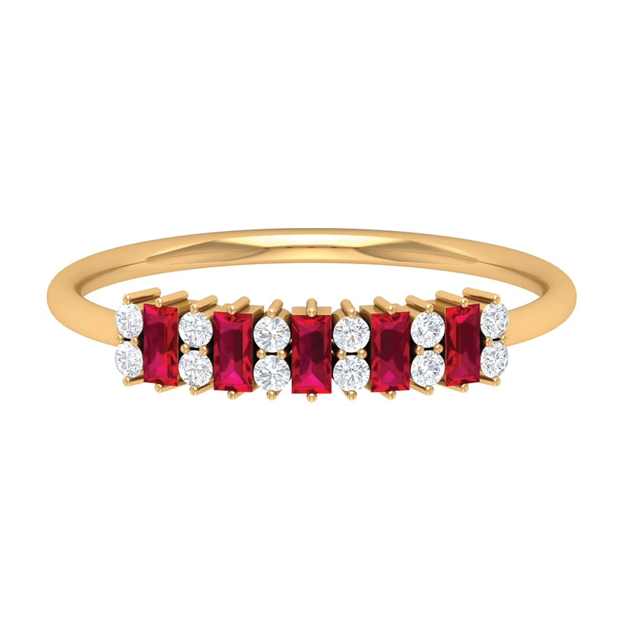 1.75 CT Created Ruby and Diamond Minimal Cluster Ring