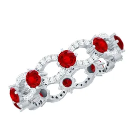 1.75 CT Lab Created Ruby Full Eternity Ring with Diamond