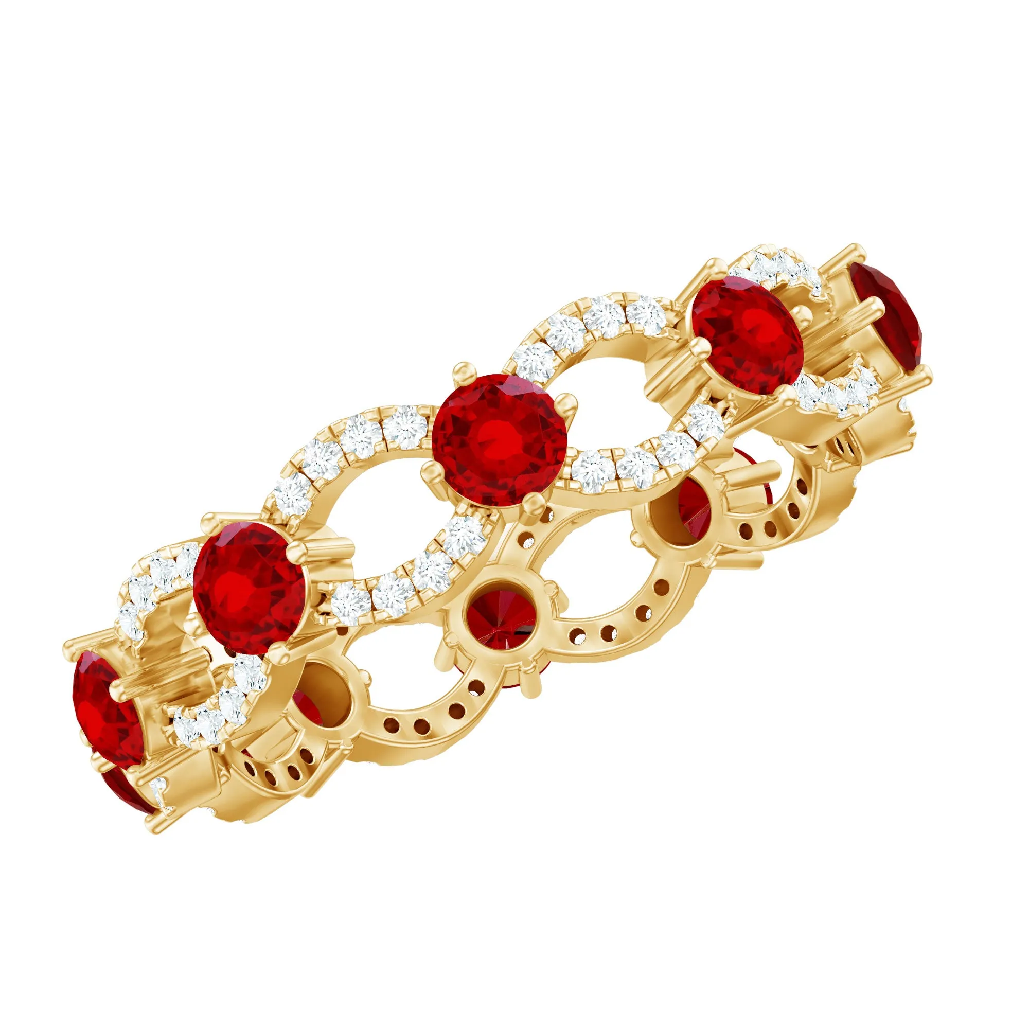 1.75 CT Lab Created Ruby Full Eternity Ring with Diamond