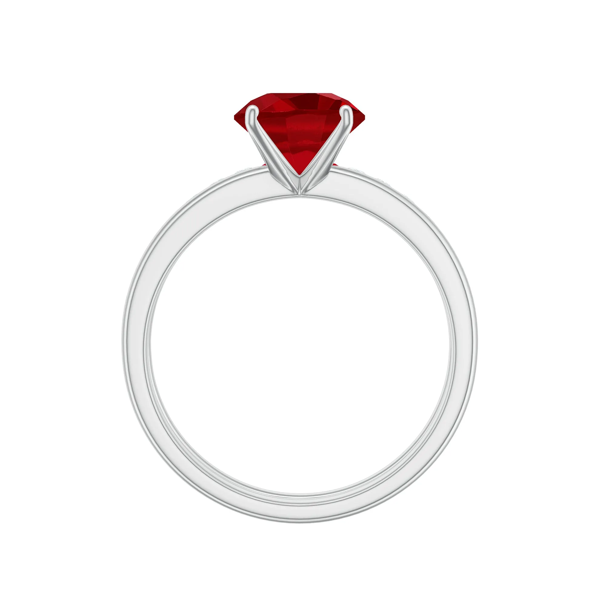 3 CT Solitaire Created Ruby Wedding Ring Set with Diamond