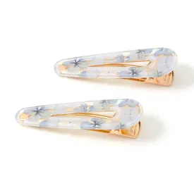 Accessorize London Women's Blue Floral Resin Snap Clips