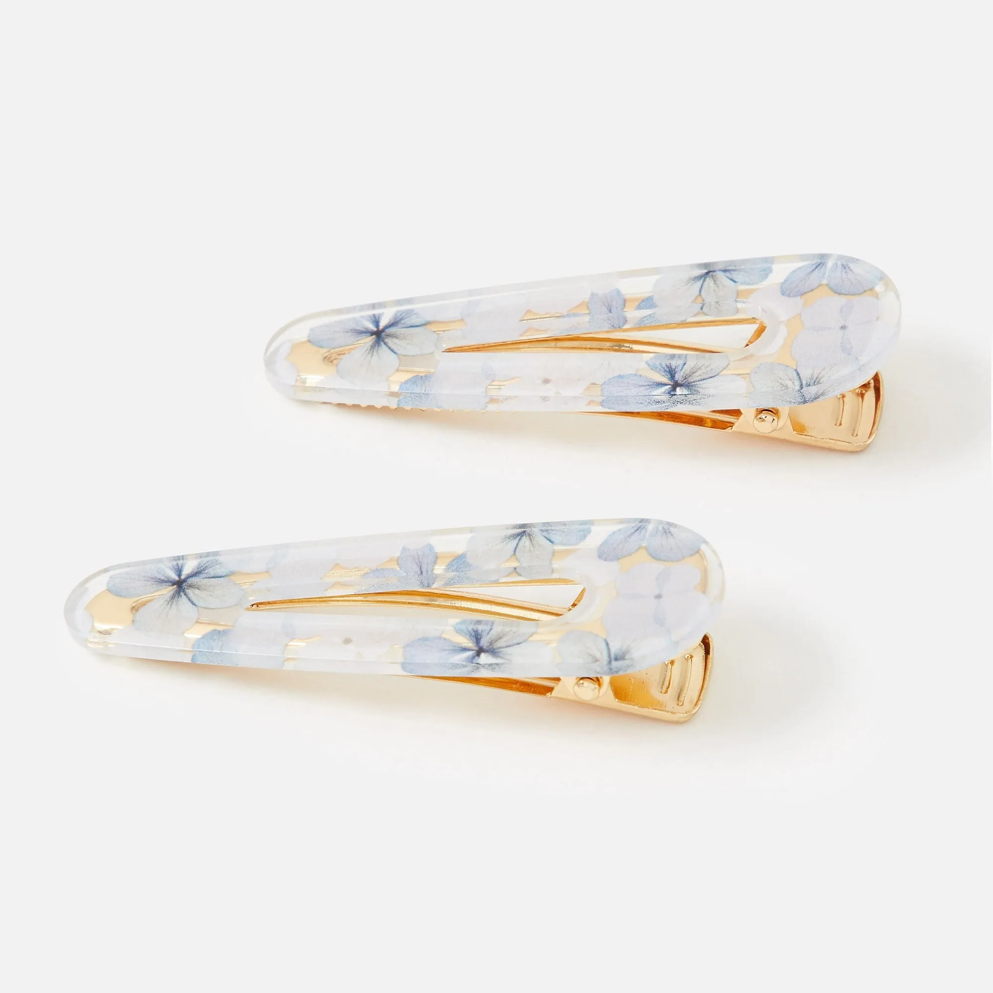 Accessorize London Women's Blue Floral Resin Snap Clips