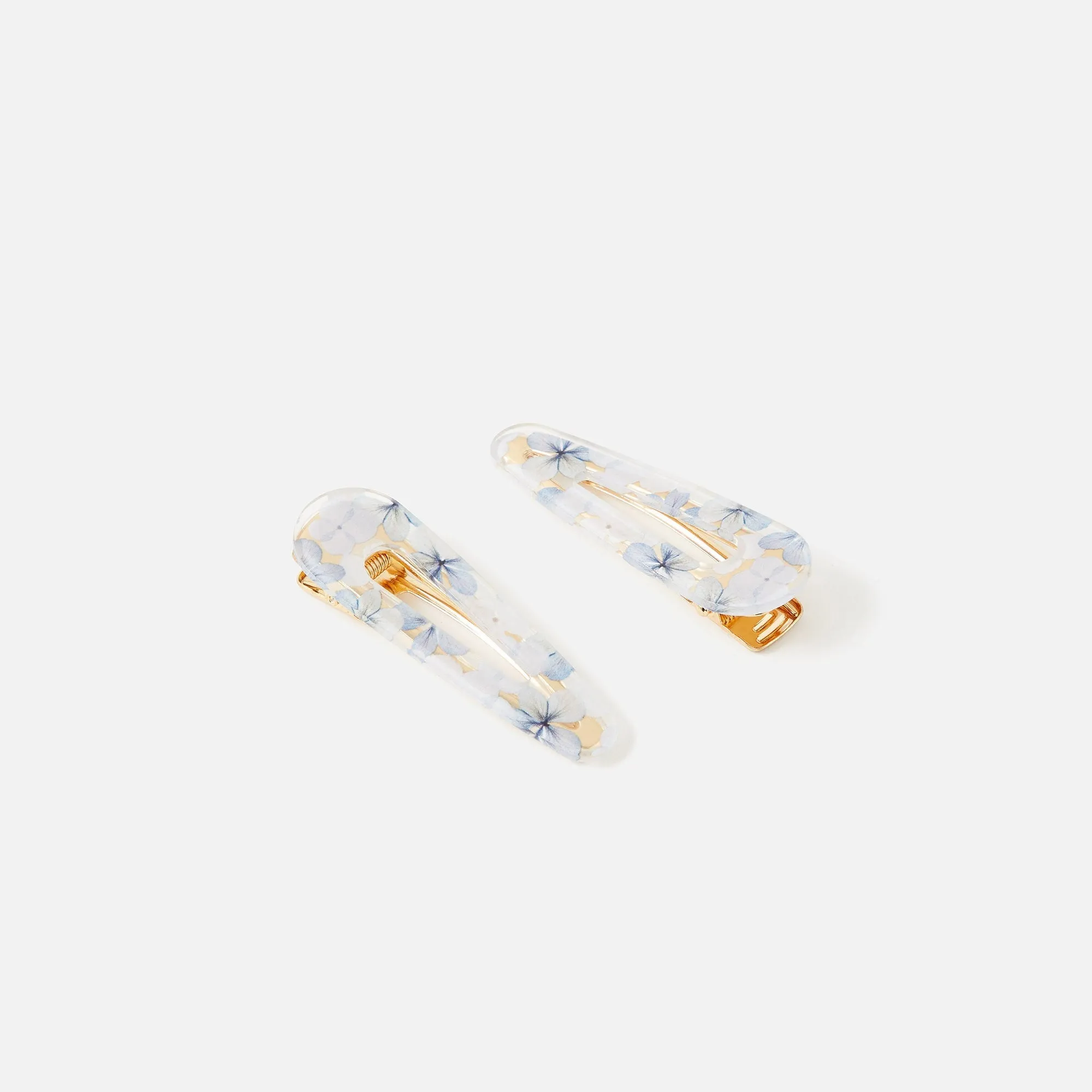 Accessorize London Women's Blue Floral Resin Snap Clips