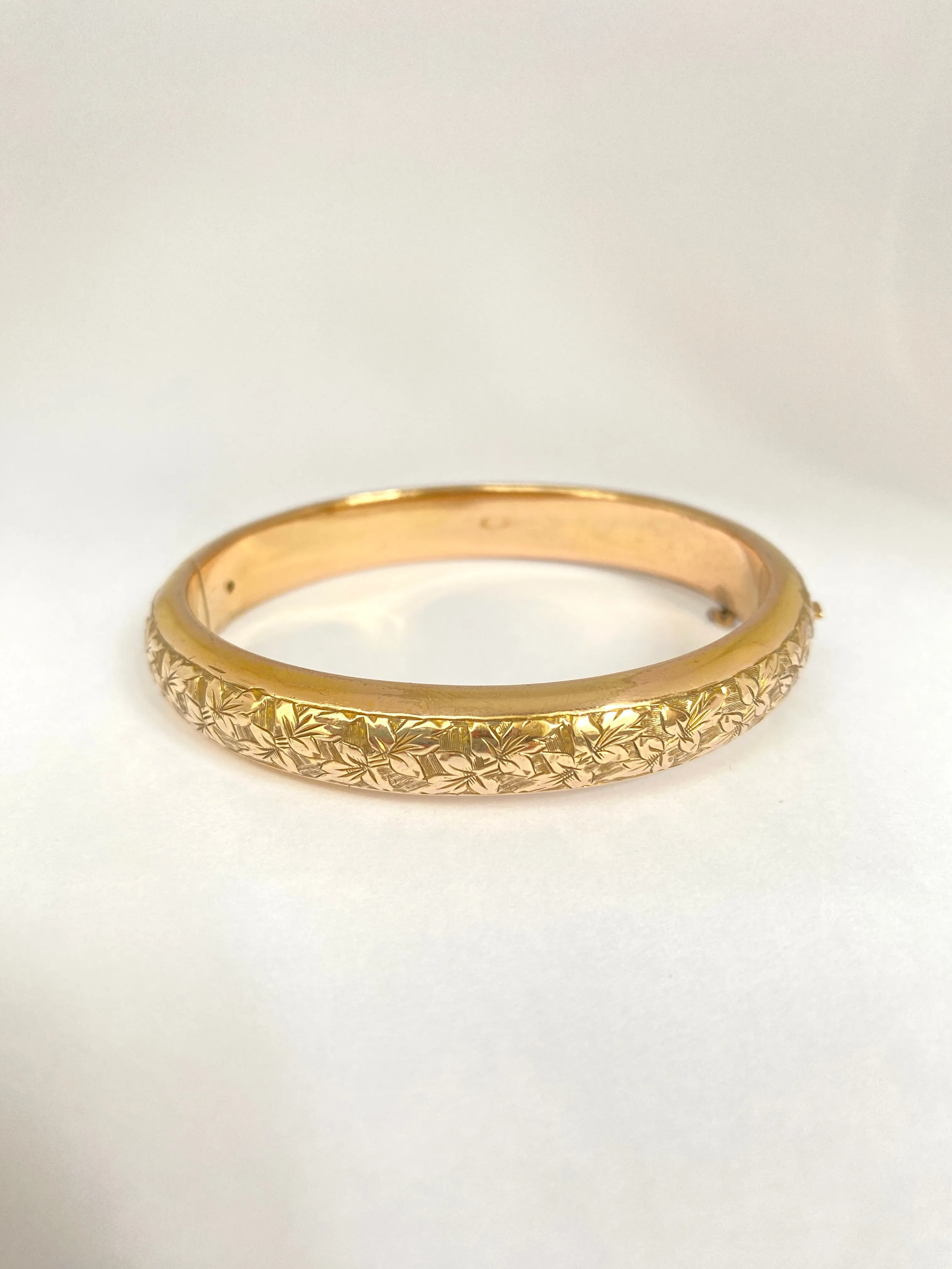 Antique, Victorian, 9ct Gold Plated Engraved Bangle