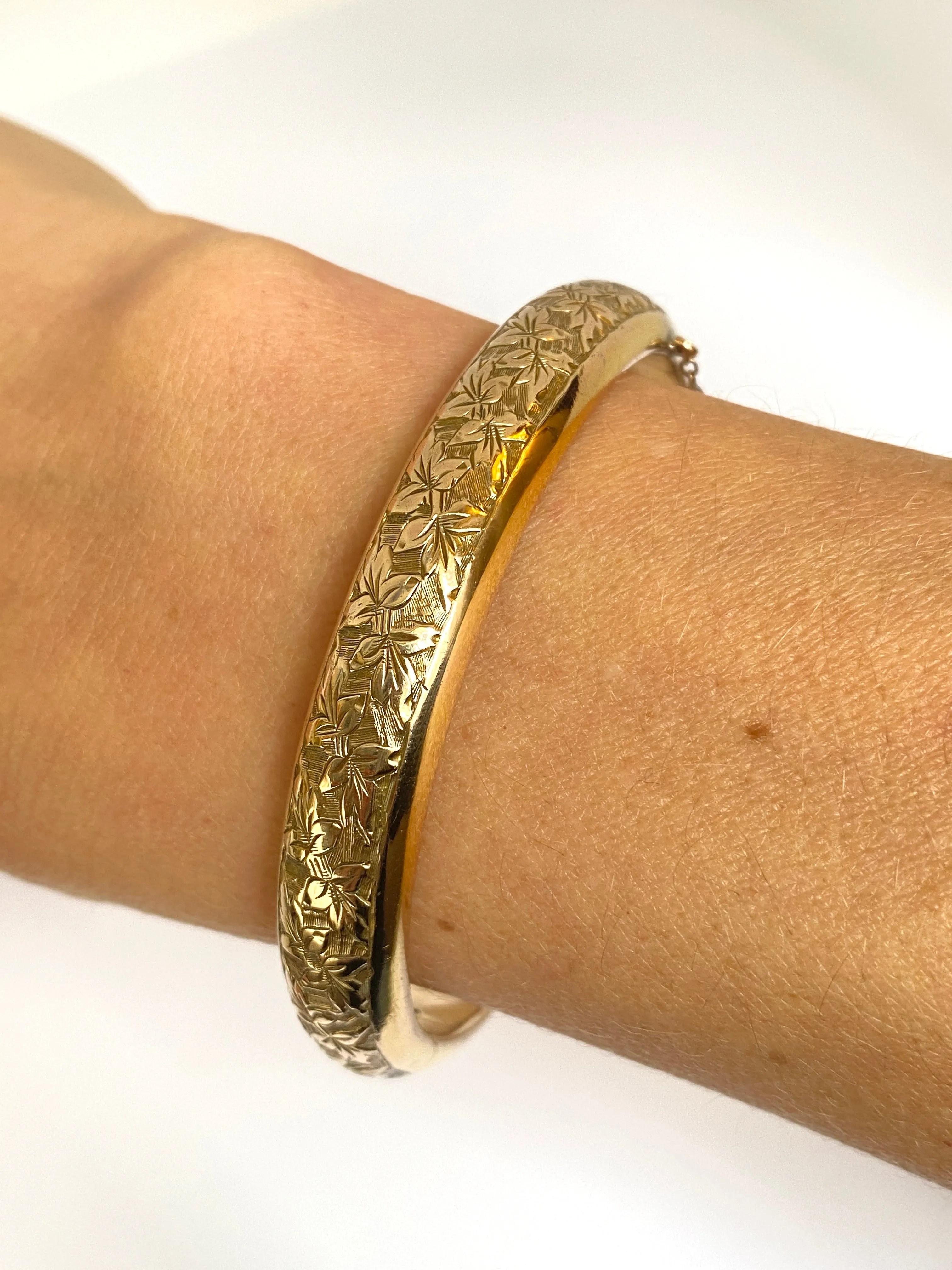 Antique, Victorian, 9ct Gold Plated Engraved Bangle