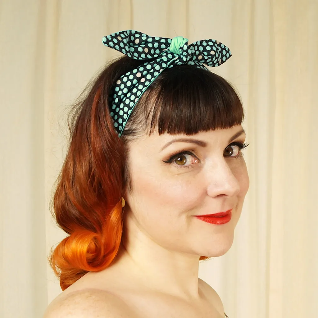 Aqua Polka Dot Hair Tie