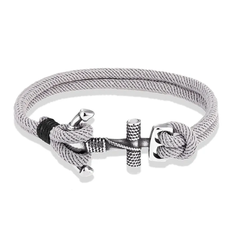 Ashore Shop Waterproof Anchor Bracelets Men Double Strand Nautical Survival Rope Bracelet For Women Stainless Steel