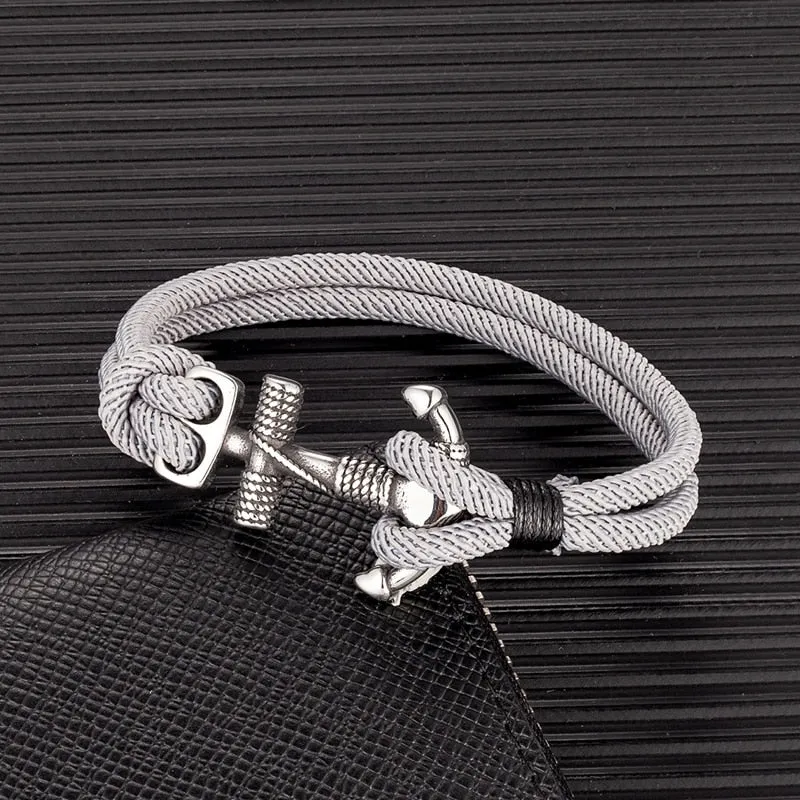 Ashore Shop Waterproof Anchor Bracelets Men Double Strand Nautical Survival Rope Bracelet For Women Stainless Steel