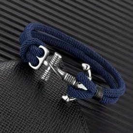 Ashore Shop Waterproof Anchor Bracelets Men Double Strand Nautical Survival Rope Bracelet For Women Stainless Steel