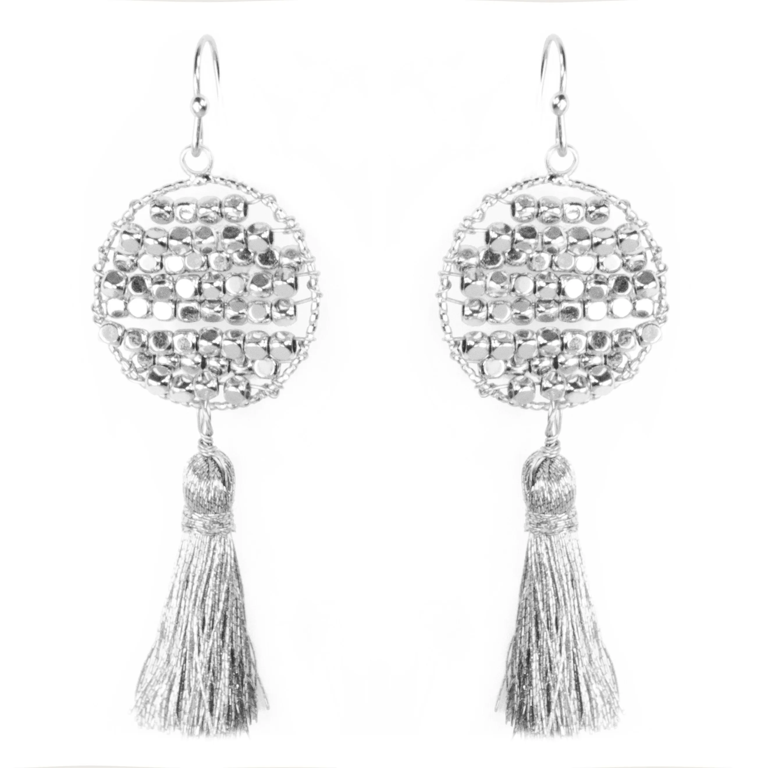 Bead Dot Tassel Earrings