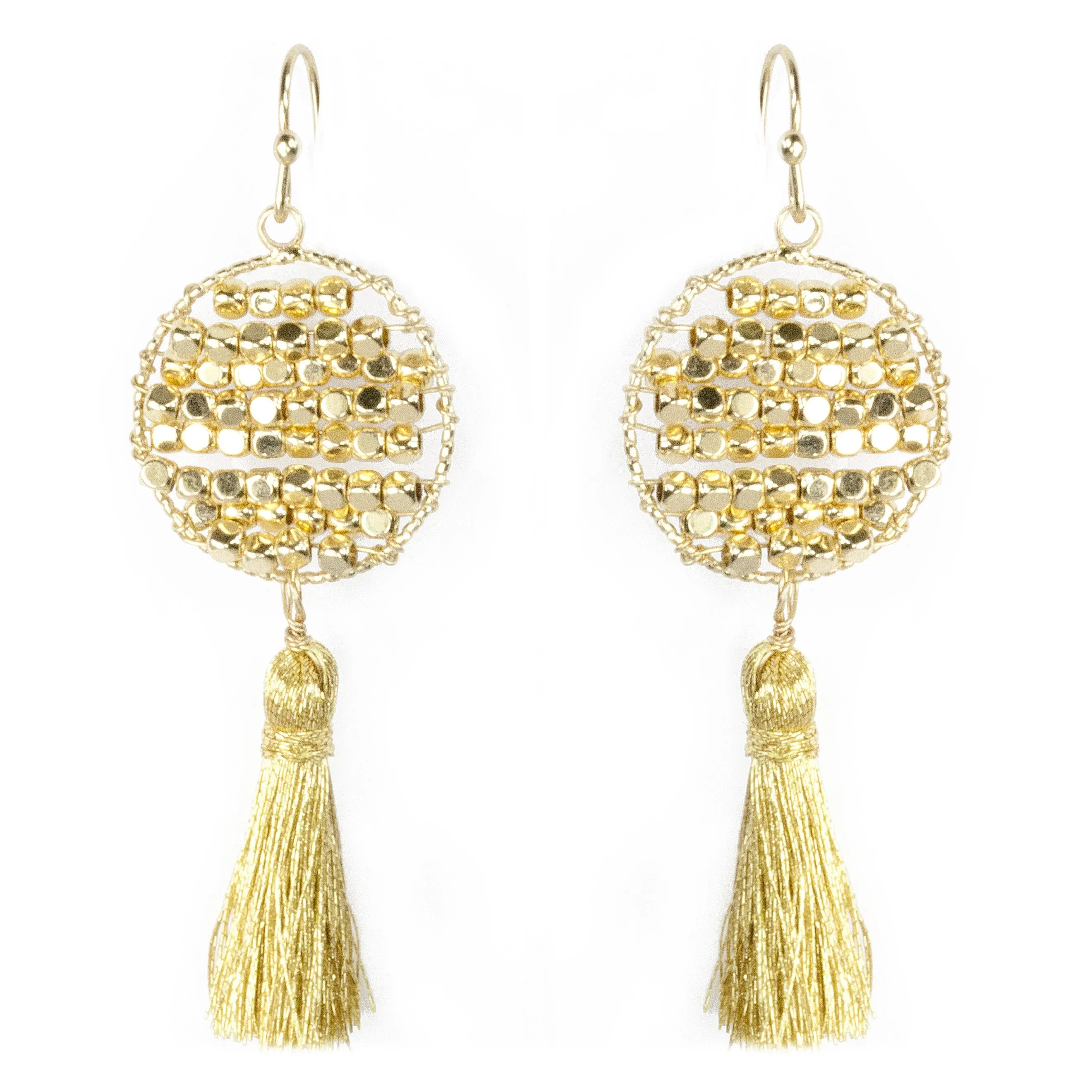 Bead Dot Tassel Earrings