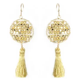 Bead Dot Tassel Earrings