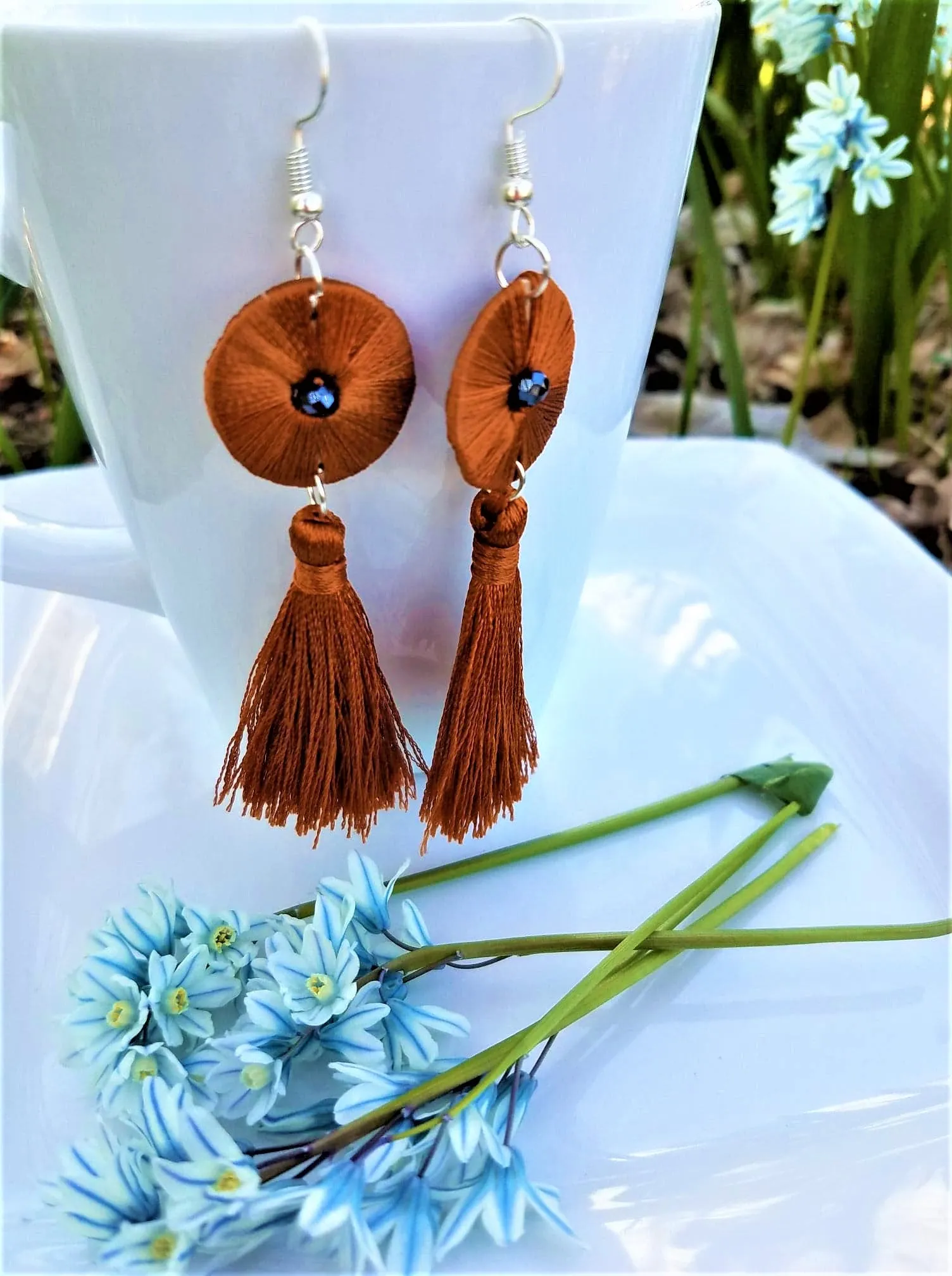 Beautiful Handmade Silk Thread Tassel Earrings