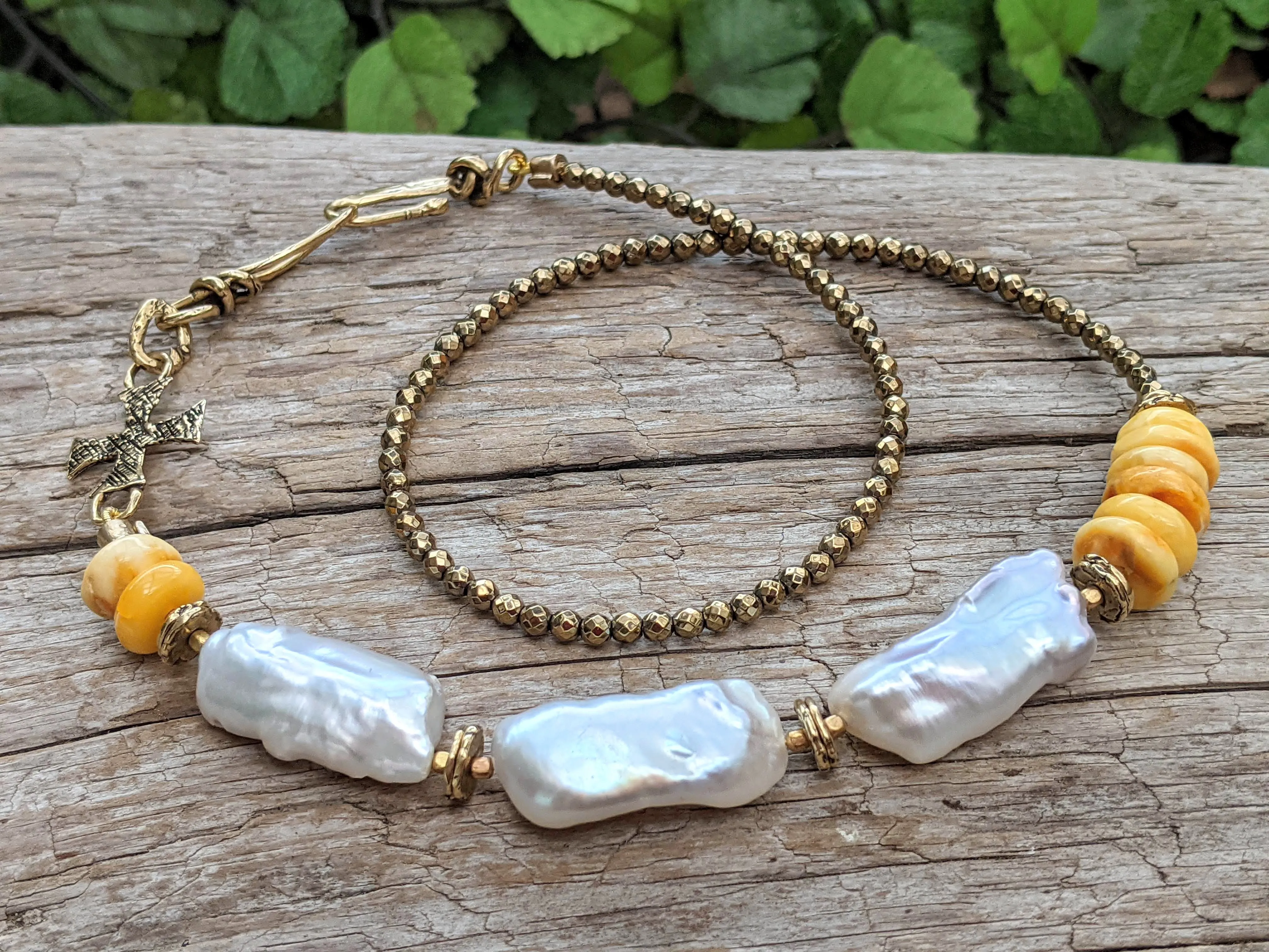 Biwa Pearl Asymmetrical Necklace