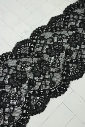 Black 6.75" Wide Stretch Lace