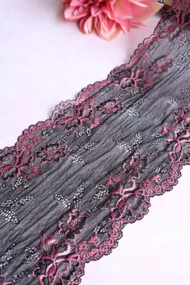 Black & Rose 6.5" Wide Stretch Lace