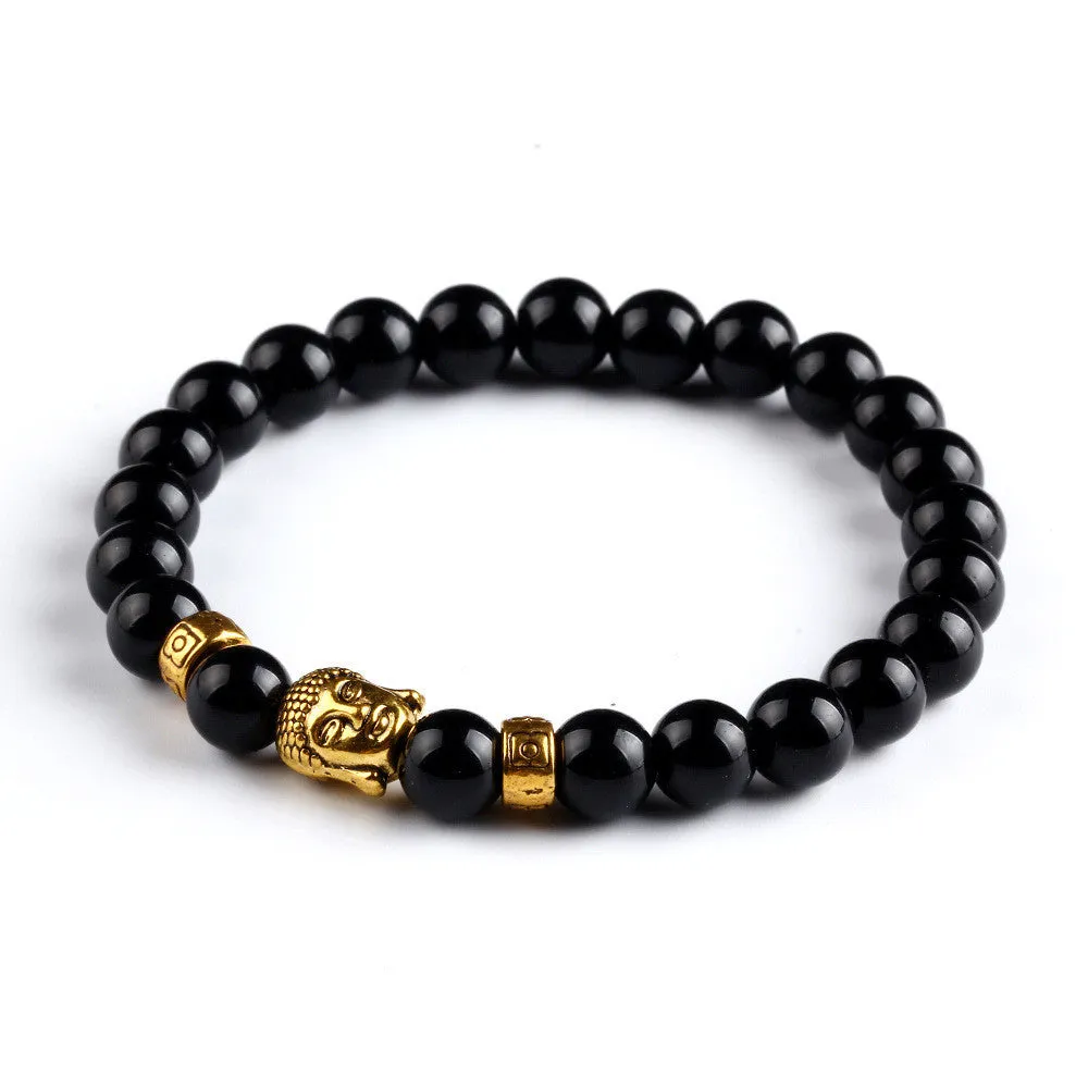 Black Lava Stone Buddha Beads Bracelets Rope Chain Natural Stone Bracelets For Women/ Men Jewelry pulseras pulsera brazalete