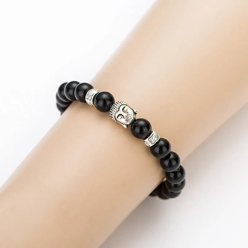 Black Lava Stone Buddha Beads Bracelets Rope Chain Natural Stone Bracelets For Women/ Men Jewelry pulseras pulsera brazalete