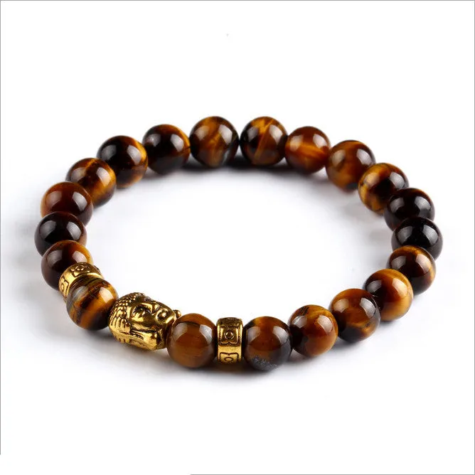 Black Lava Stone Buddha Beads Bracelets Rope Chain Natural Stone Bracelets For Women/ Men Jewelry pulseras pulsera brazalete