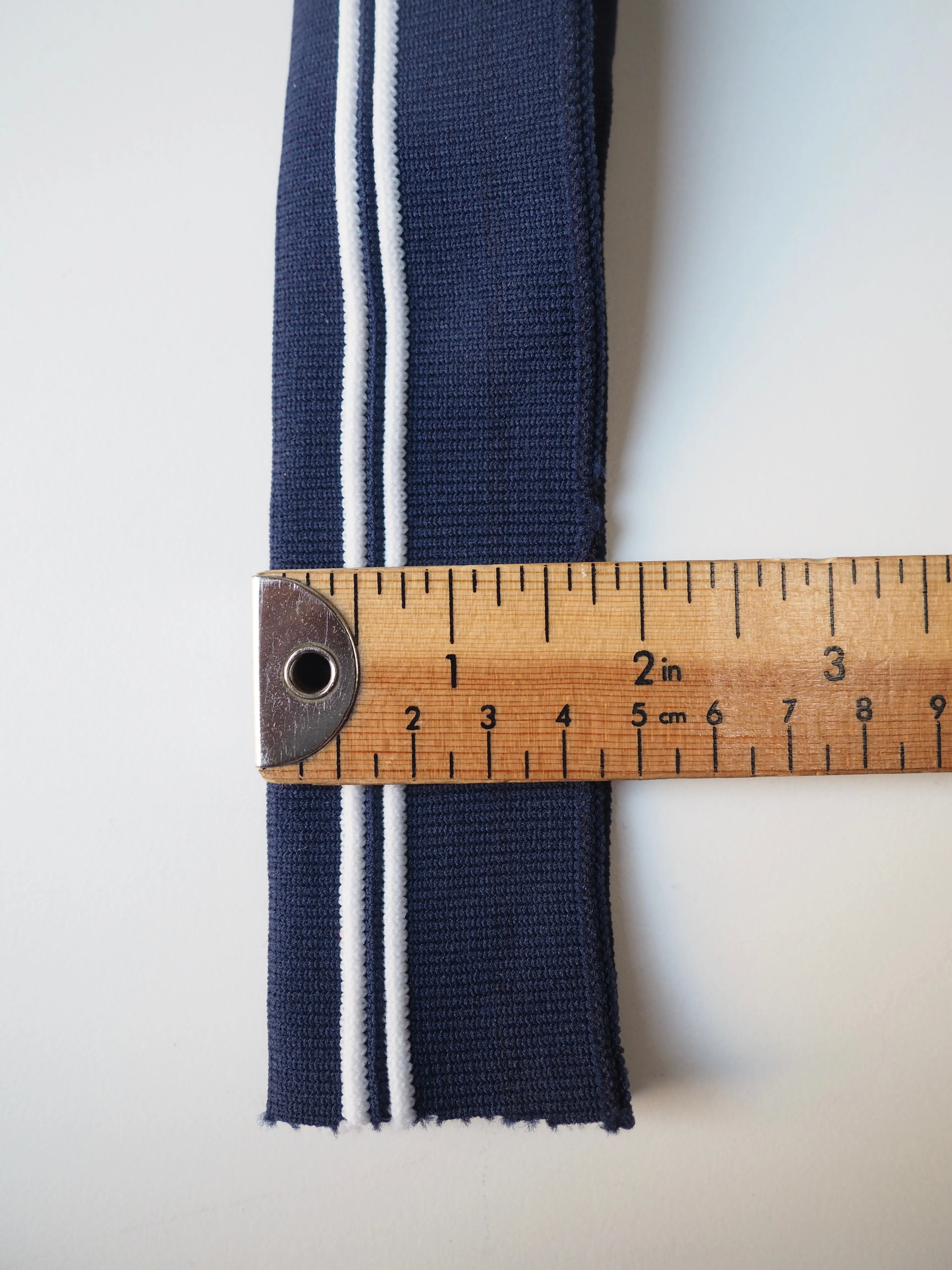 Blue and White Stripe Double Ribbed Cuff 4cm