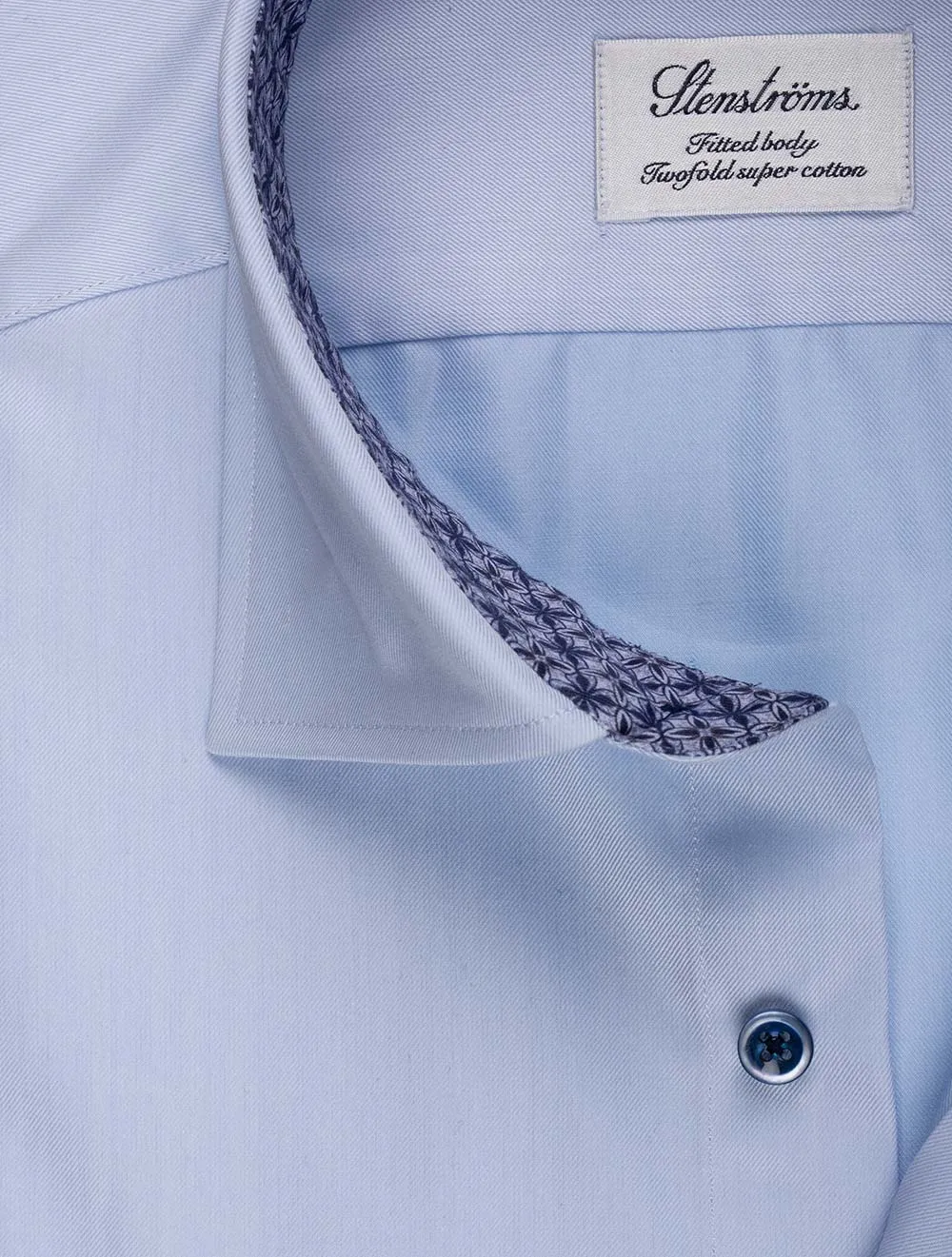 Blue Contrast Twill Cotton Fitted Shirt