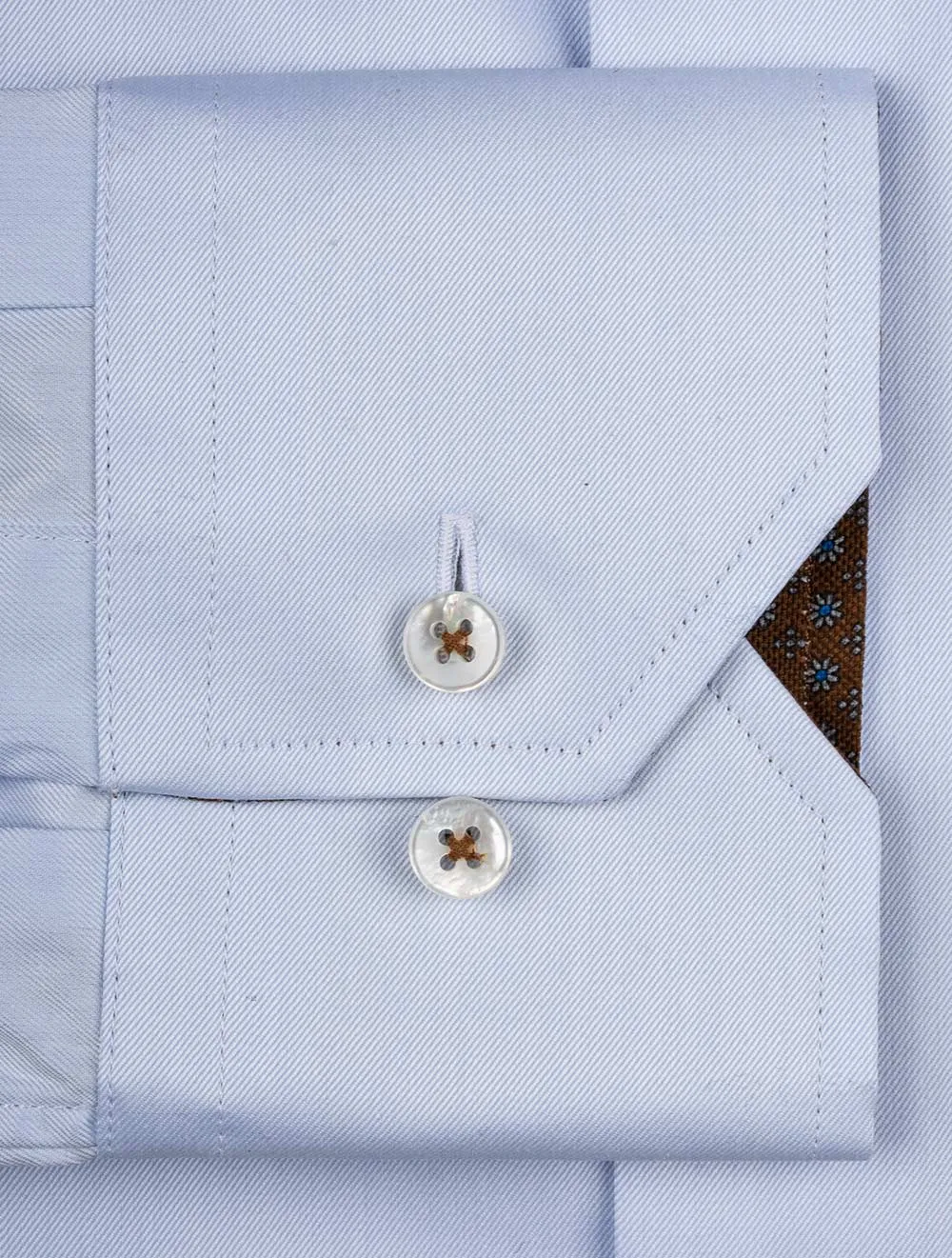 Blue Contrast Twill Fitted Body Shirt