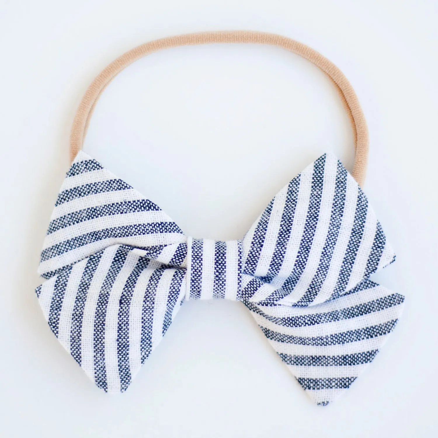 Boy's Bow Tie / Navy Linen Stripe