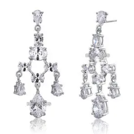 Bridal Wedding Pageant Chandelier CZ Created Diamond Dangle Earrings XE590