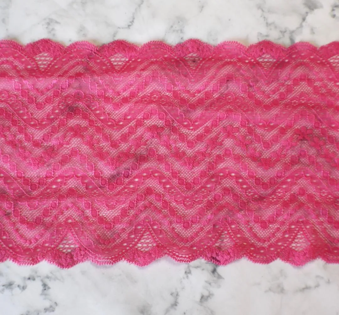 Bubblegum Pink 6.5" Wide Stretch Lace