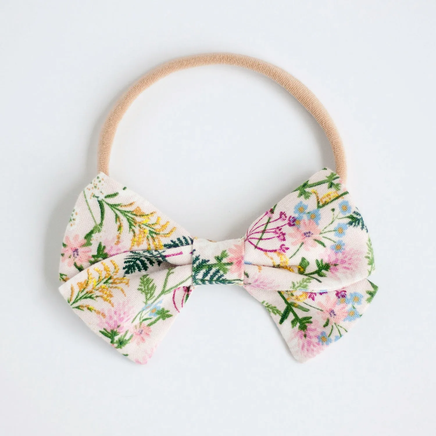 Classic Hair Bow Clip Or Headband / Wildflowers In Pink