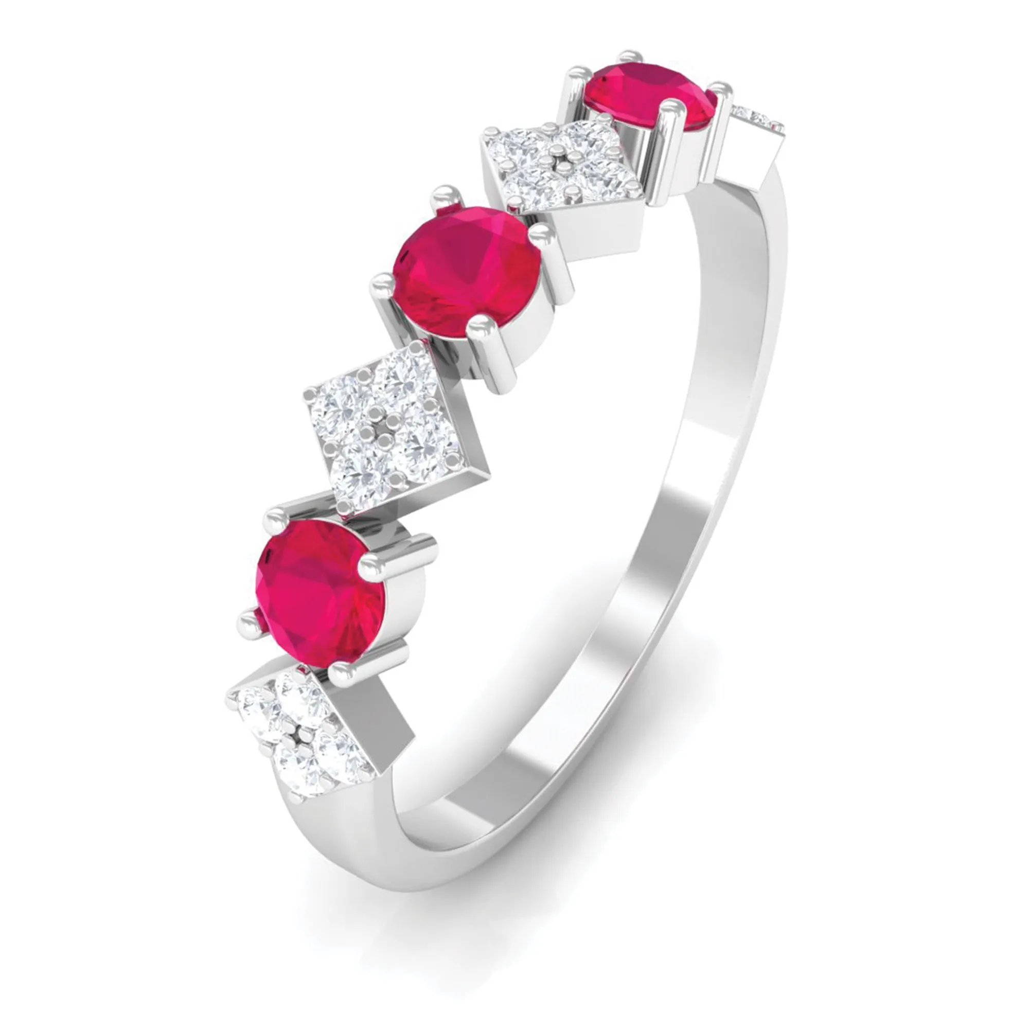 Classic Ruby and Diamond Half Eternity Ring