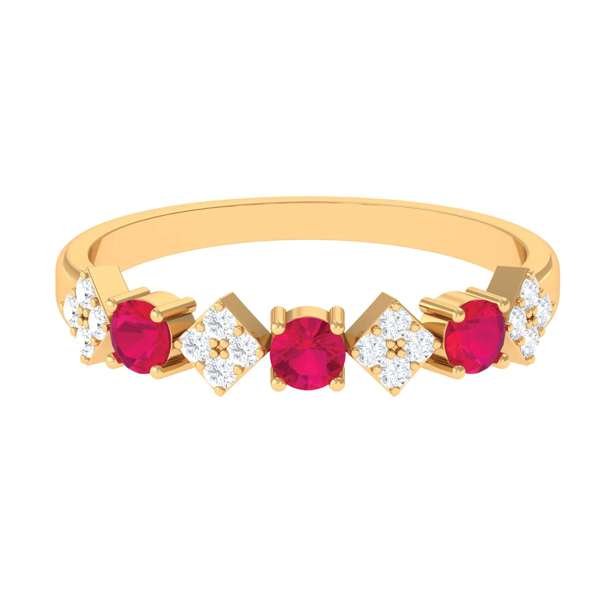 Classic Ruby and Diamond Half Eternity Ring