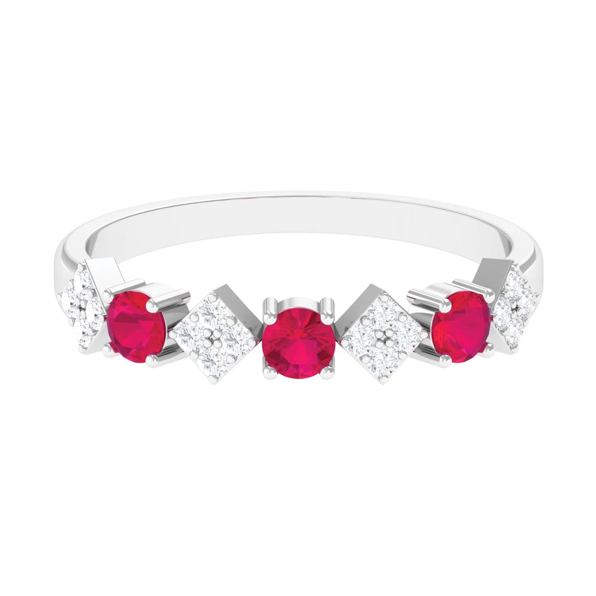 Classic Ruby and Diamond Half Eternity Ring