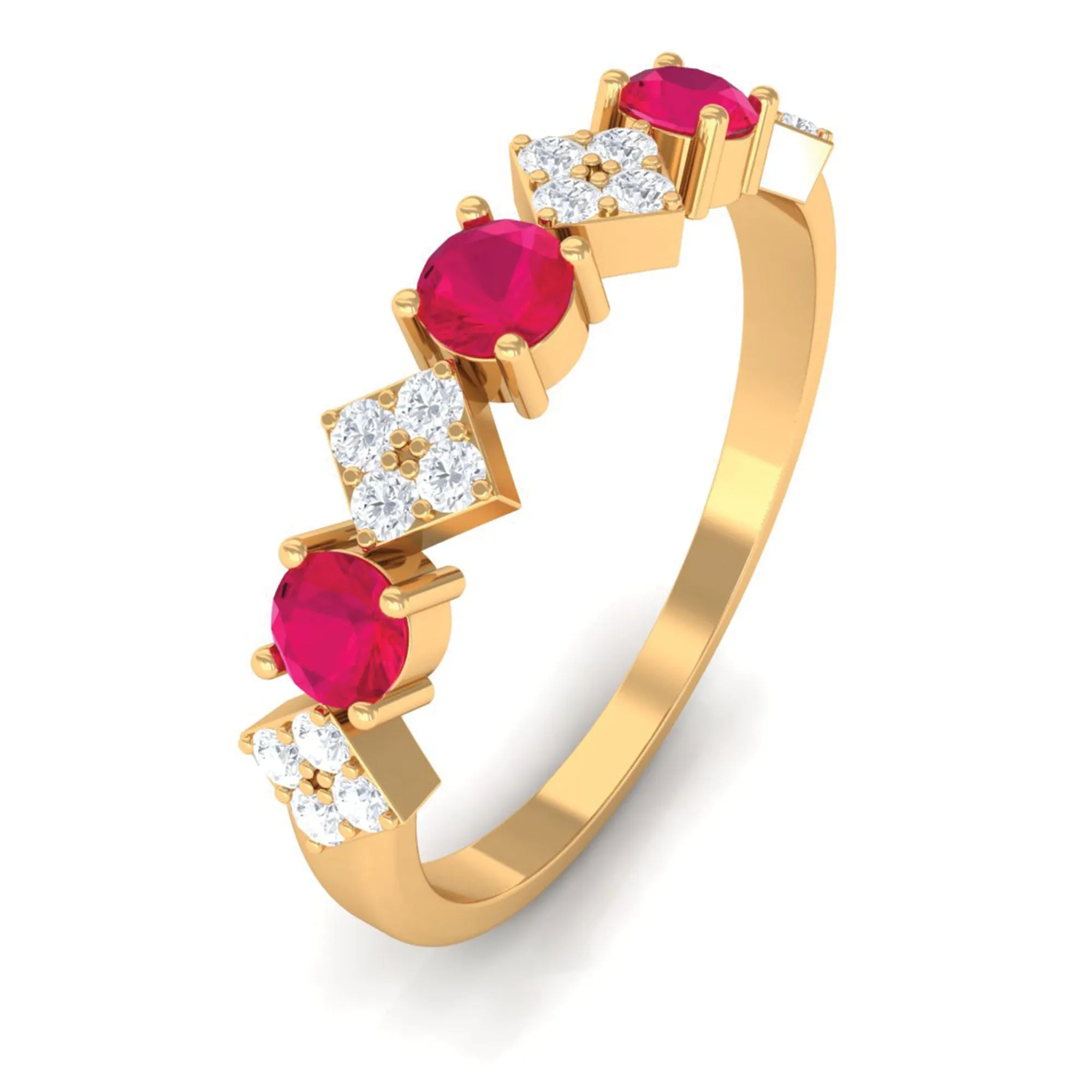 Classic Ruby and Diamond Half Eternity Ring