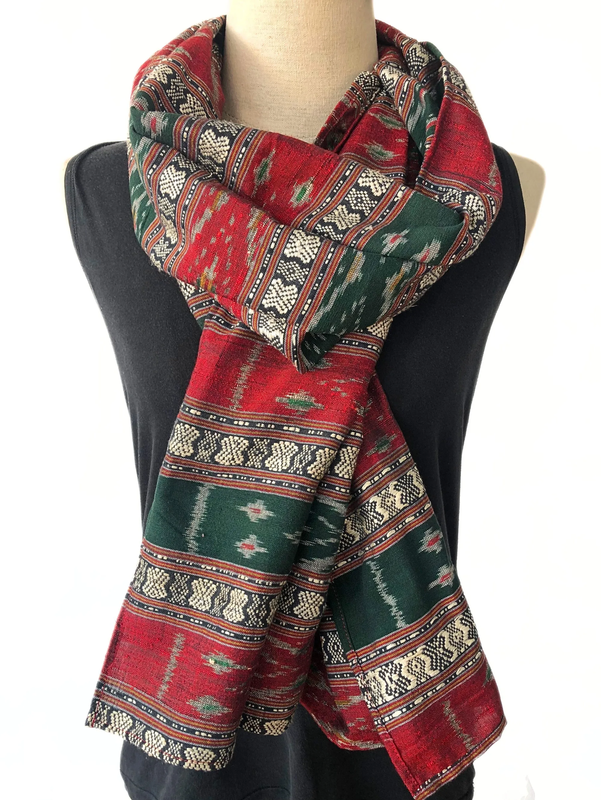 Cotton Ikat Scarf - Handwoven in traditional design