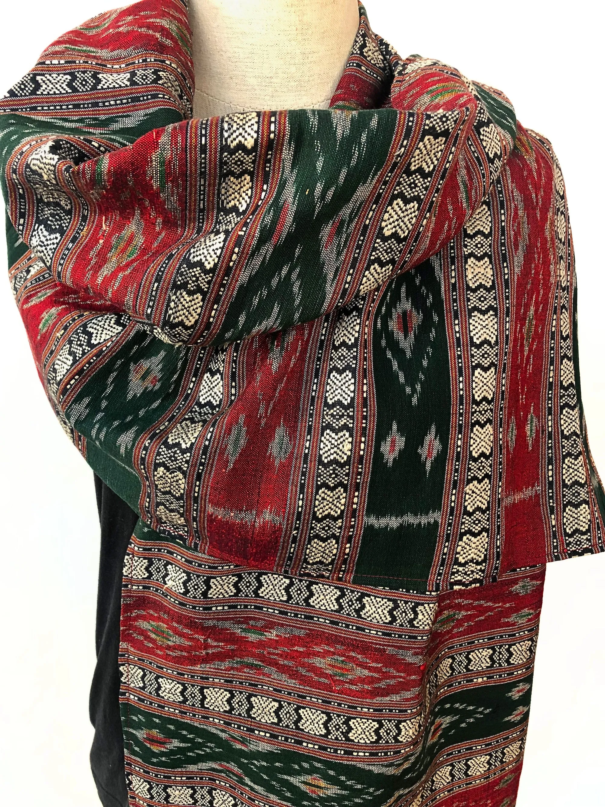 Cotton Ikat Scarf - Handwoven in traditional design