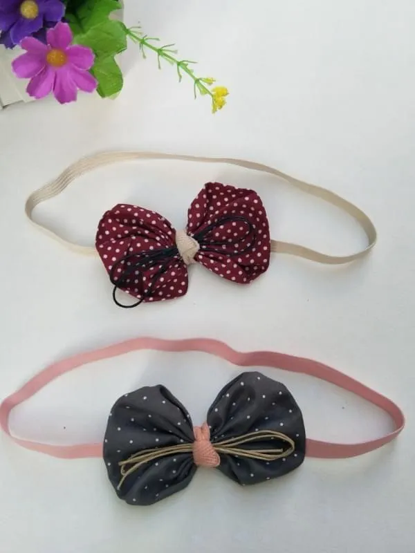 Cute Cloth Dots Printed Bowknot Headband Newborn Baby Girls